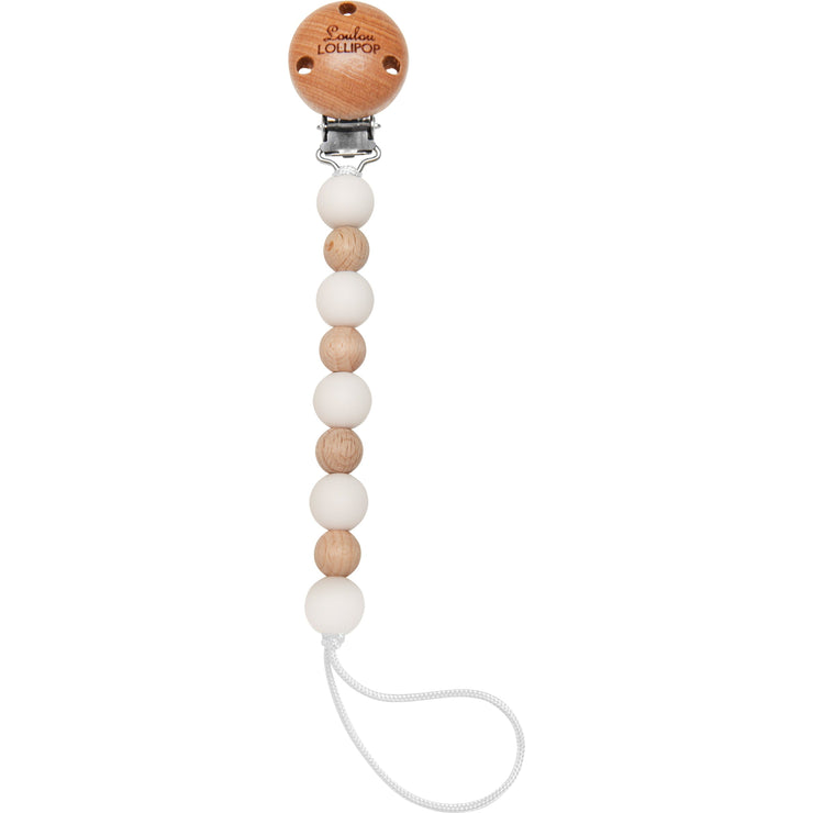 Loulou Lollipop Celeste Pacifier Clip | Ecru