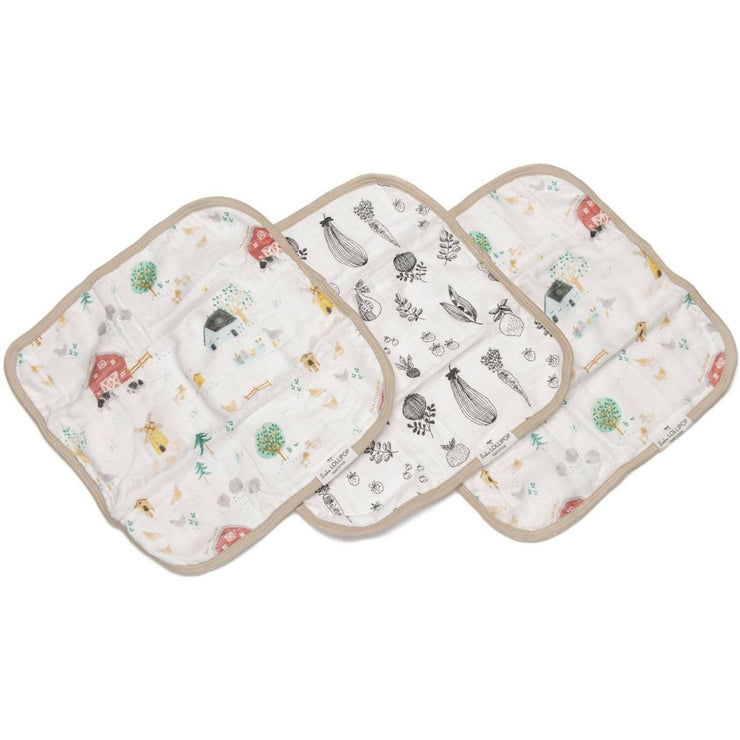 Loulou Lollipop Washcloth 3-pieces Set | Farm Animals