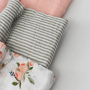 Little Unicorn Cotton Muslin Swaddle Blanket Set | Watercolor Roses