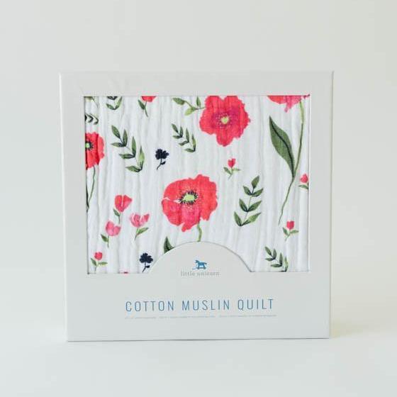 Little Unicorn Cotton Muslin Baby Quilt | Summer Poppy