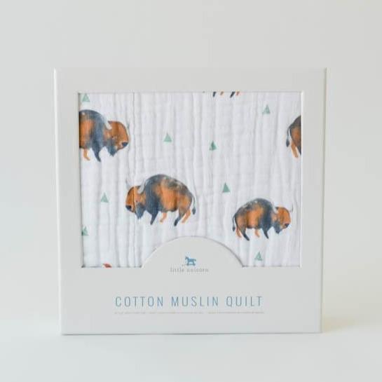Little Unicorn Cotton Muslin Baby Quilt | Bison