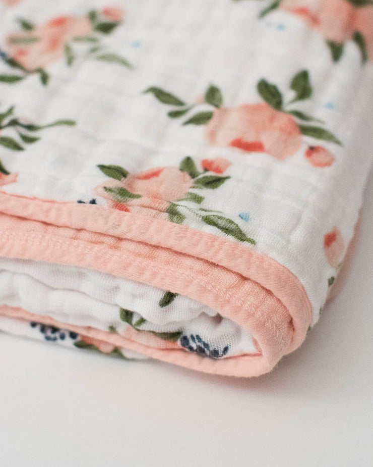 Little Unicorn Cotton Muslin Baby Quilt | Watercolor Roses