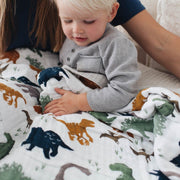 Little Unicorn Big Kid Cotton Muslin Quilt | Dino Friends