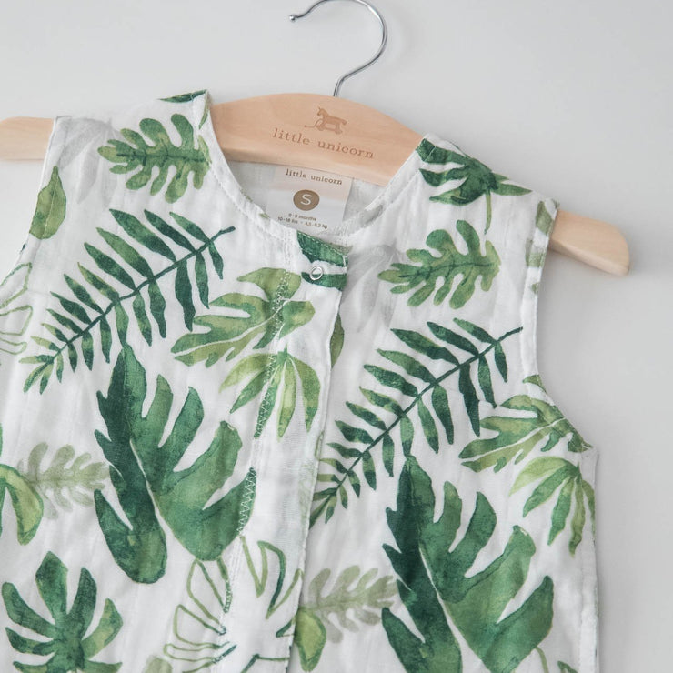 Little Unicorn Cotton Muslin Sleep Bag | Tropical Leaf