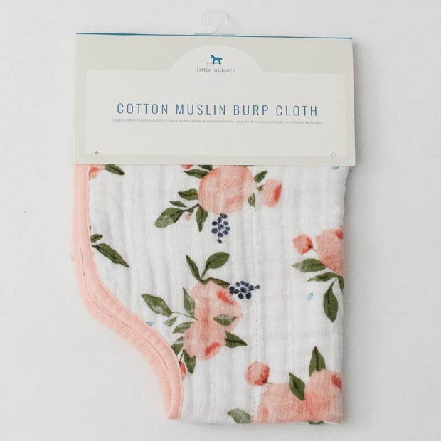 Little Unicorn Cotton Muslin Burp Cloth | Watercolor Roses
