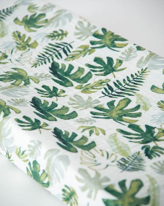 Little Unicorn Cotton Changing Pad Cover | Tropical Leaf