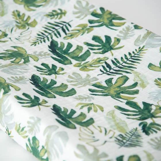 Little Unicorn Cotton Muslin Changing Pad Cover | Tropical Leaf