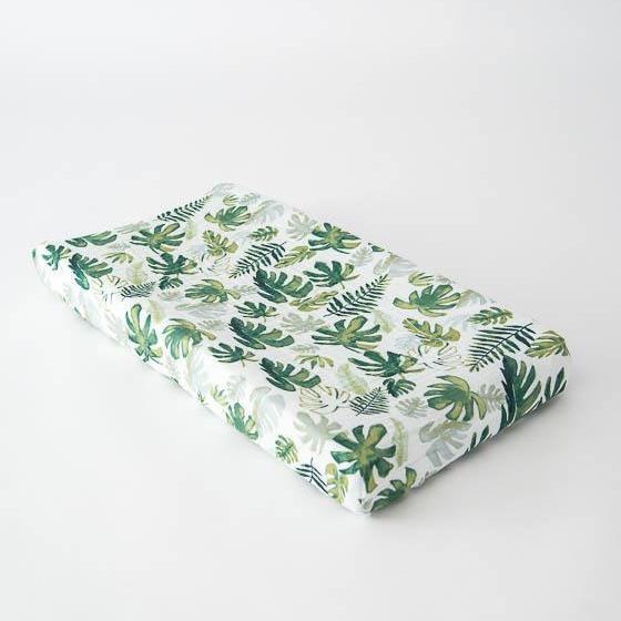 Little Unicorn Cotton Muslin Changing Pad Cover | Tropical Leaf